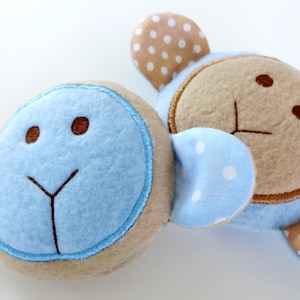 Baby Monkey Softie Embroidery Design for Machine Embroidery In-The-Hoop Toy - Three Sizes