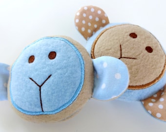 Baby Monkey Softie Embroidery Design for Machine Embroidery In-The-Hoop Toy - Three Sizes