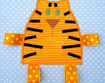 Tiger - Tabby Cat Embroidery Design for Machine Embroidery Applique - with Ribbon Legs- Two Sizes 4x4 and 5x7