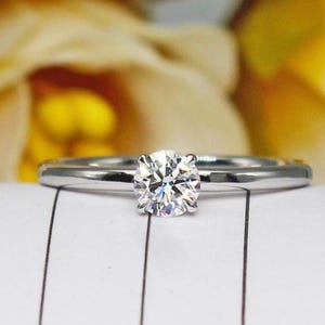 Lab Grown Diamond Solitaire Ring: 14K Gold Four Prong Engagement Ring