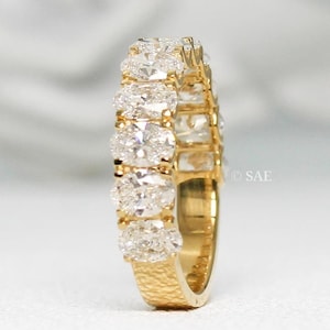 Oval Eternity Band Calibrated Oval Lab Diamond Ring for Engagement and Wedding Gift Oval Cut half Eternity Band with Solid Gold