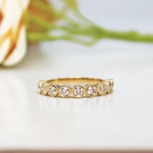 14K Gold Lab Grown Diamond Bezel Set Eternity Band