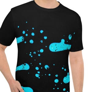 Neon Tshirt Distressed Design tee Lines Neon Blue Shirt line wrap clubbing shirt AOP Dance Tee Gift for him or her tshirt gift for friend