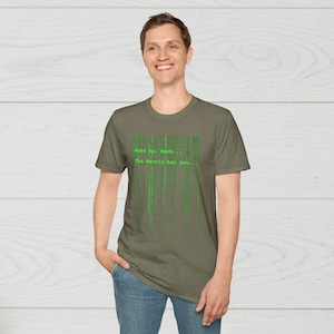 Camiseta personalizada Matrix, regalo personalizado, camiseta con diseño de la cascada de codificación de la matriz verde, camiseta personalizada, regalo para fans, camiseta nostálgica, camiseta con nombre personalizado. imagen 10
