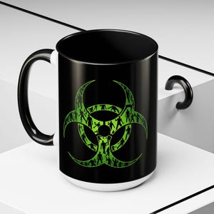 Coffee Mug, Zombie Movie Biohazard Symbol, Green Graphic Zombie Swarm Virus Gift, Infected Rage Virus Mug, Zombie Apocalypse Mug, Dun