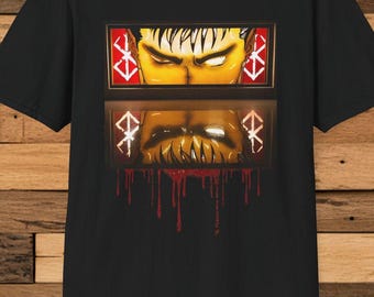 BERSERK Guts Design T-Shirt - Berserk Fan Anime Tee, front and back design, Berserk Shirt Gift, Unisex Softstyle, Graphic Tee