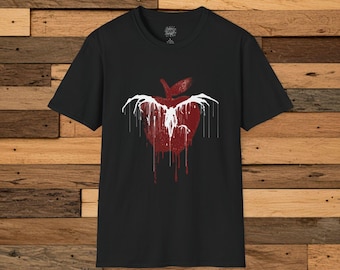 Death Note inspired Bleeding Apple Dark Grunge Horror T-Shirt | Gothic Apple Graphic