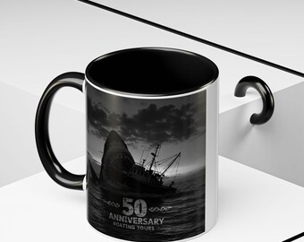 Shark Coffee Mug Gift Shark with Jaws 50th Anniversary Mug, Perfect Gift for Movie Buff, Cinematic Mug, Film Buff Gift, Movie Fan