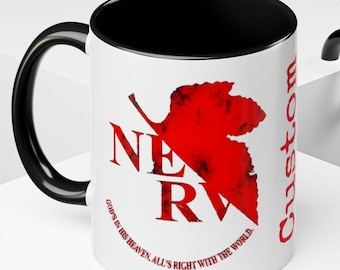 Personalized Mug, Neon Genesis Evangelion Distressed NERV Logo, Gift for Anime Fans, Geek Mug, Otaku Cup, Custom Coffee Mug, Unique gift
