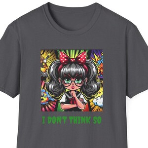 Cartoon Girl Attitude, Glasses, Bow, Unisex Softstyle T-Shirt, Funny Graphic Tee, Sarcasm Shirt, Bright Colors, Clean Design, Statement Top
