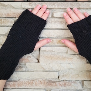 Hand Knit Fingerless Mittens/Texting Gloves -  Solid Color Wrist Warmers