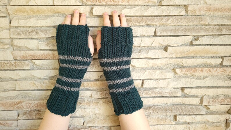 Wizard House Colors Hand Knit Fingerless Mittens/Gloves Wrist Warmers One Size Fits All image 8