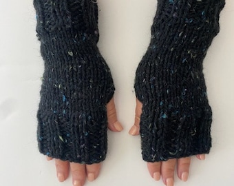 Hand Knit  Fingerless Mittens/Texting Gloves - Wrist Warmers - Mixed Colors - Gift Ideas