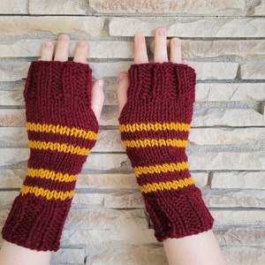 Wizard House Colors Hand Knit Fingerless Mittens/Gloves Wrist Warmers One Size Fits All image 7