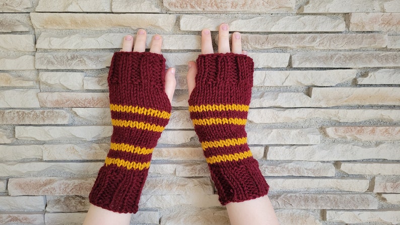 Wizard House Colors Hand Knit Fingerless Mittens/Gloves Wrist Warmers One Size Fits All image 7