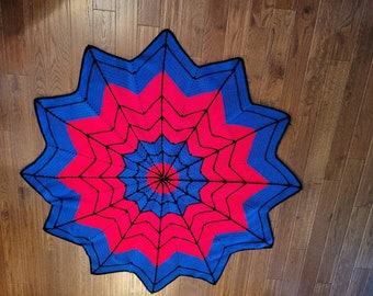 Hand Crocheted Spiderman Blanket - Superhero Wall Hanging - Afghan