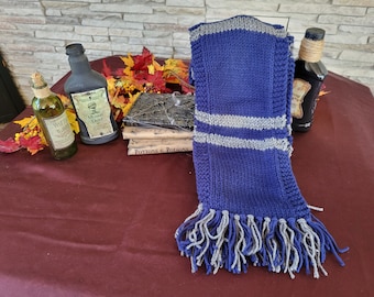 Wizard School House Colors Scarf - Wizard Scarf - Blue and Silver