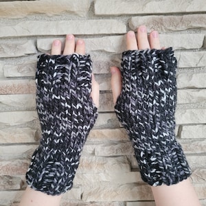 Hand Knit Fingerless Mittens/Gloves - Texting Gloves - Wrist Warmers - Gift Ideas Black or Pink variegated