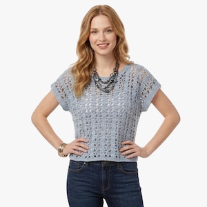 Coastal Lace Crochet Top Pattern, Summer Crochet Tee, Beginner Beachy Shirt, Lace Crochet Top PDF, XS–5XL, English Only