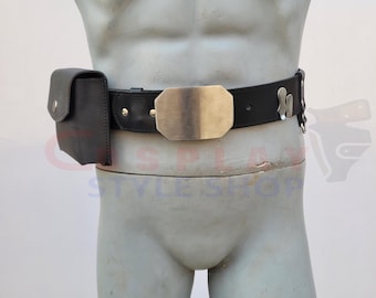 Cinturón Jedi de cuero negro de Luke Skywalker ROTJ: accesorio para disfraz de cosplay