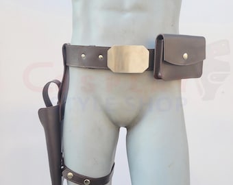 Cinturón de funda DL44 de Han Solo, cuero auténtico, para cosplay de Star Wars