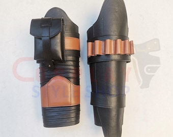 Conjunto de armadura de pierna de cuero real de Mandalorian-Din Djarin, accesorio para disfraz de cosplay
