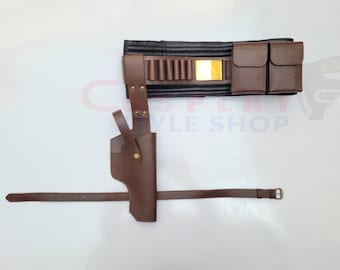 Cinturón de cuero con funda del Libro de Boba Fett Mandaloriano - Cosplay de Star Wars