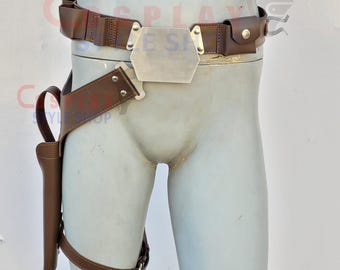 Cinturón de cuero para cosplay de Han Solo con funda para pistola, ajustable
