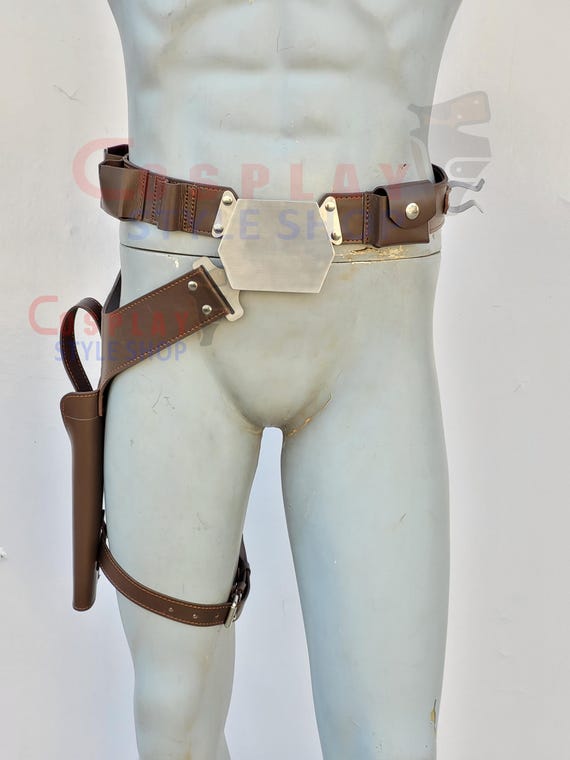 Han Solo Leather Cosplay Belt with Gun Holster, Adjustable