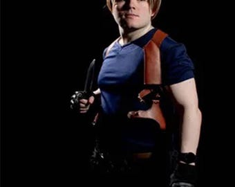 Funda de cuero inspirada en Leon Kennedy: accesorio de cosplay de Resident Evil