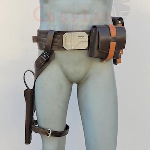 The Axe Woves Mandalorian Leather belt, holster and pouches- Season 3 Inspired Costume Leather Belt  (Brown, Black, Dark Brown)  Style