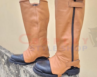 Cubrebotas de cuero mandaloriano, inspirado en Boba Fett, disfraz de cosplay