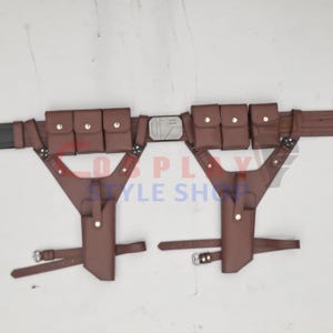 Cinturón de cuero marrón tejido con hacha de Star Wars, cinturón con funda táctica Balster35 de Mandalorian imagen 5