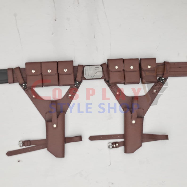 Cinturón de cuero marrón tejido con hacha de Star Wars, cinturón con funda táctica Balster35 de Mandalorian imagen 5