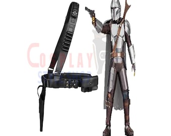 Mandalorian-Din Djarin Leather Belt with Holsters & Pouch - Star Wars Cosplay Costume Prop