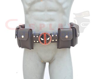 Deadpool Cosplay Belt: Handmade Leather Utility Belt with Pouches