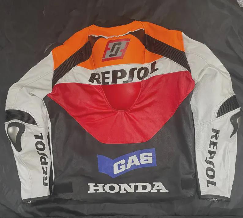 Honda Repsol Racing Cowhide Leather Motorcycle Jacket - HRC CE