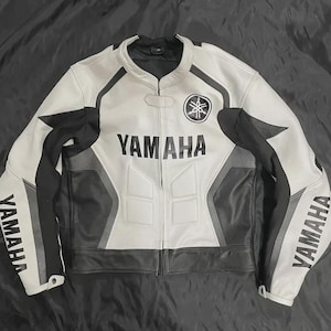 YAMAHA レザージャケット バイカー ヤマハブルーレザーバイクジャケット：ヴィンテージレーシングバイカー