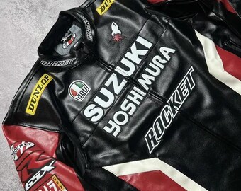 Suzuki GSXR Cowhide Leather Motorcycle Jacket: CE Approved Riding