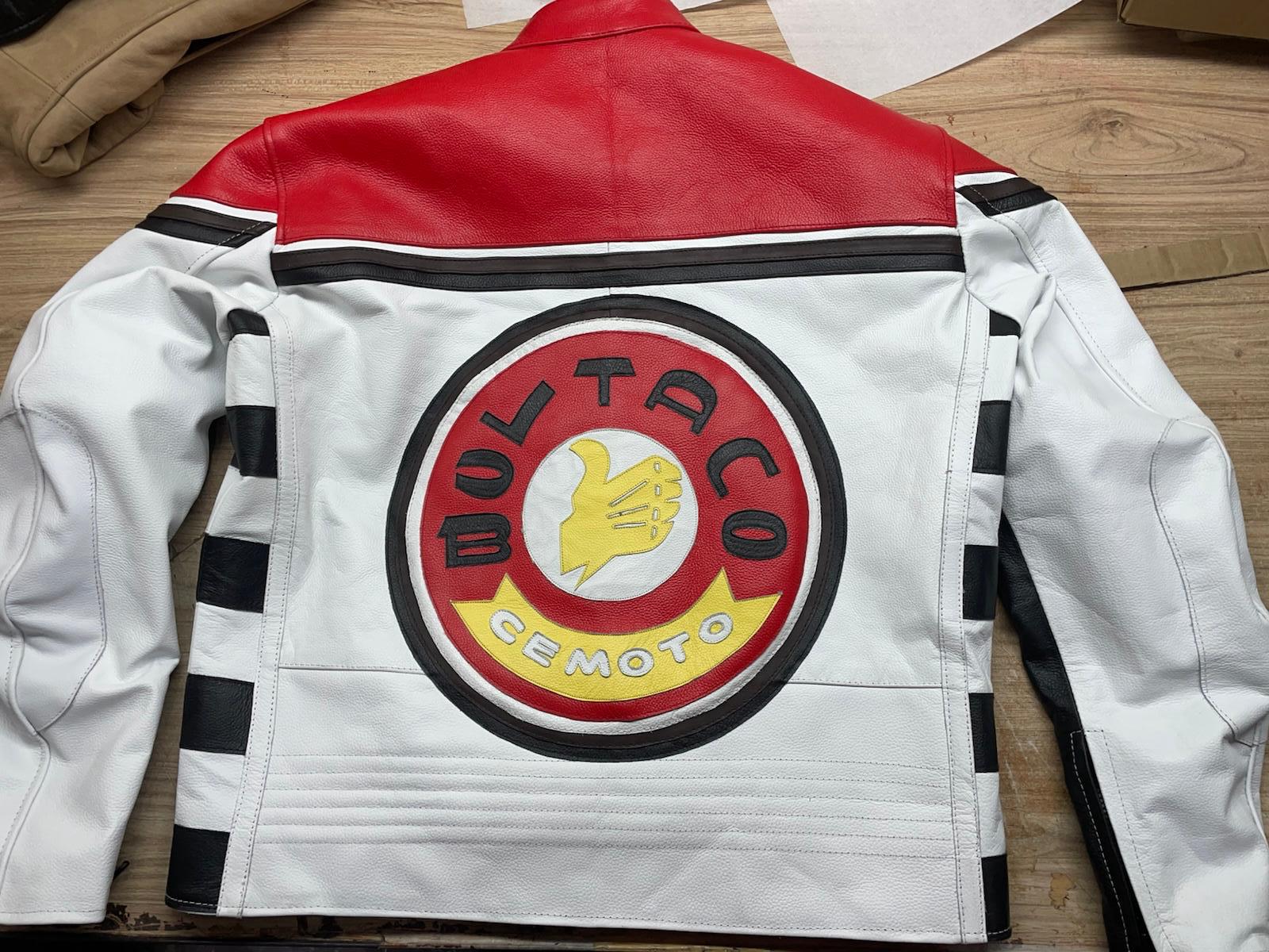 Bultaco レーシングレザーバイクジャケット：カフェレーサーバイカー