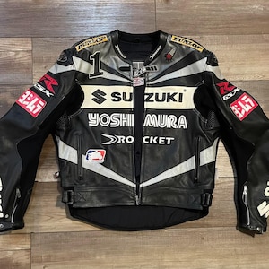 Nueva chaqueta de cuero de vaca genuino para motociclista de carreras Suzuki GSXR para hombre