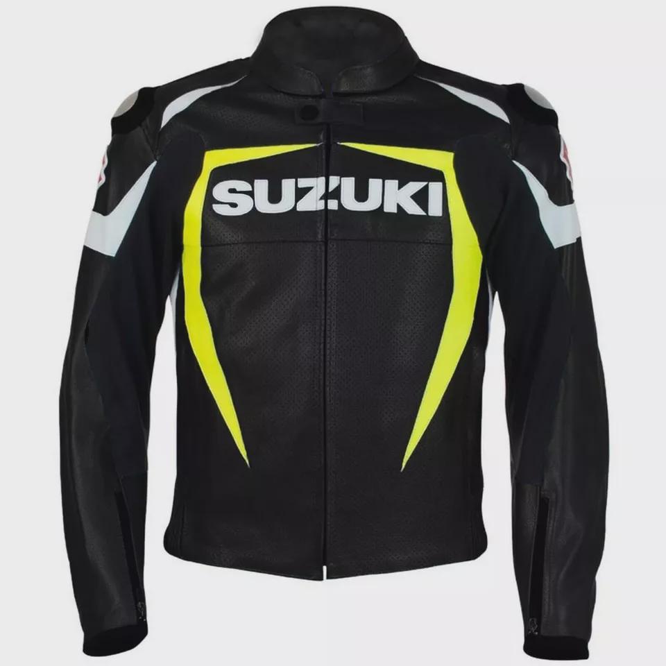 Suzuki バイカーレザージャケット スタイリッシュなスズキバイクライディングセーフティギアバイカー