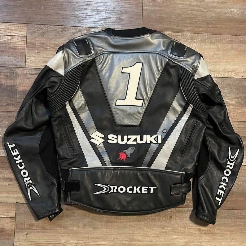 New Men's Suzuki GSXR Riding Gear Motorcycle Racing Biker Rider Genuine Cowhide Leather Jacket