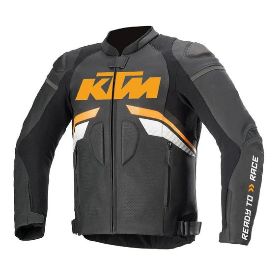 KTM Motorcycle Leather Jacket: CE Armored Cowhide Biker Jacket