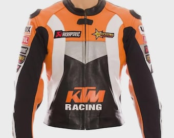 Ktm Motorbike Racing Leather Jacket-cowhide Leather and Certified