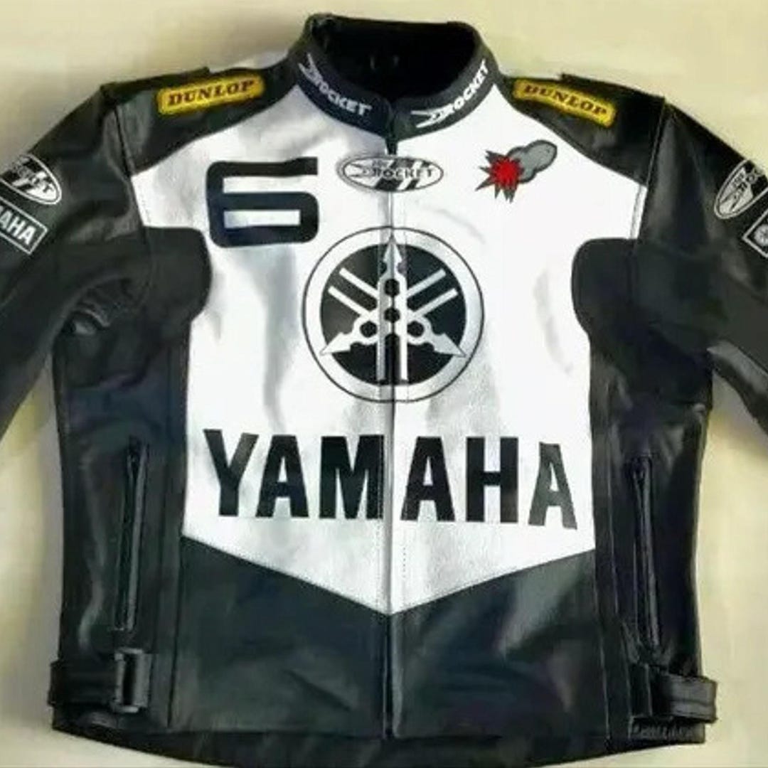 Yamaha Rocket Leather Motorcycle Jacket: CE Armored Cowhide Racing