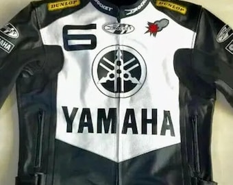 Yamaha Rocket Leather Motorcycle Jacket: CE Armored Cowhide Racing Gear Replica