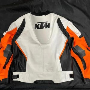 KTM White Color Motorcycle Racing Gear Biker Rider CE Armored Safety Coat Genuine Cowhide Leather Jacket