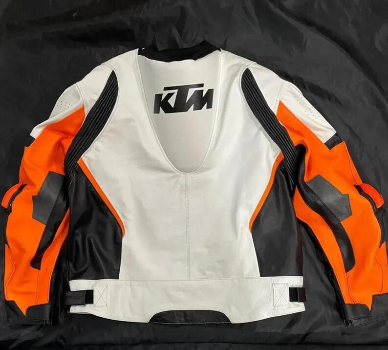 KTM White Color Motorcycle Racing Gear Biker Rider CE Armored Safety Coat Genuine Cowhide Leather Jacket