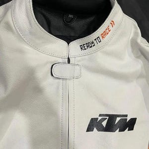 KTM White Color Motorcycle Racing Gear Biker Rider CE Armored Safety Coat Genuine Cowhide Leather Jacket